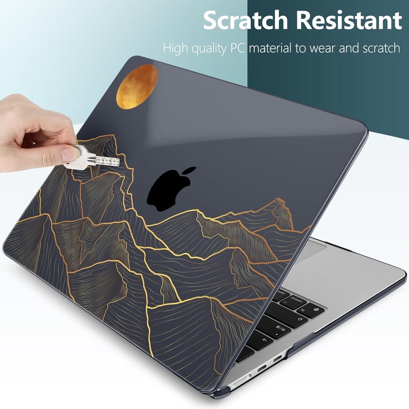 DONGKE for M4 MacBook Air 13.6 Inch Case 2025 2024 2023 2022 Model A3240 A3113 A2681 M3 M2 Chip, Plastic Hard Shell Case Cover with Touch ID for MacBook Air 13 Inch M4 - Abstract Mountain - Image 3